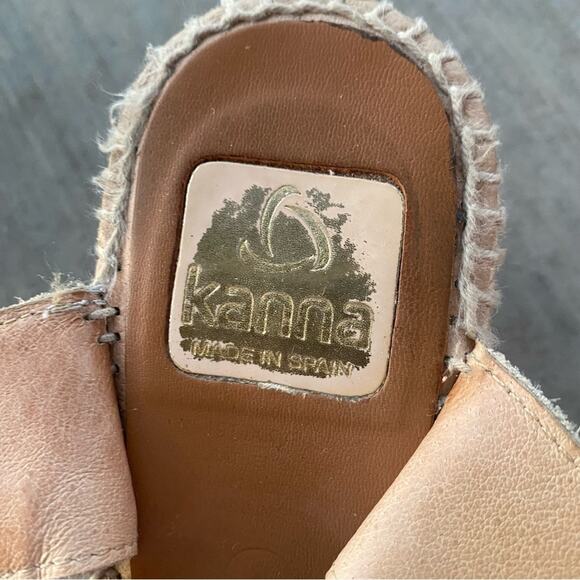 Kanna Cream Leather Espadrilles with Crossover Straps and Wedge Heel size 8.5 - Picture 8 of 10